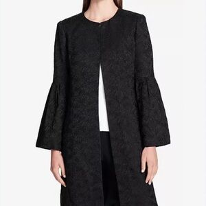 Calvin Klein Black Textured Cape Coat Sz 4